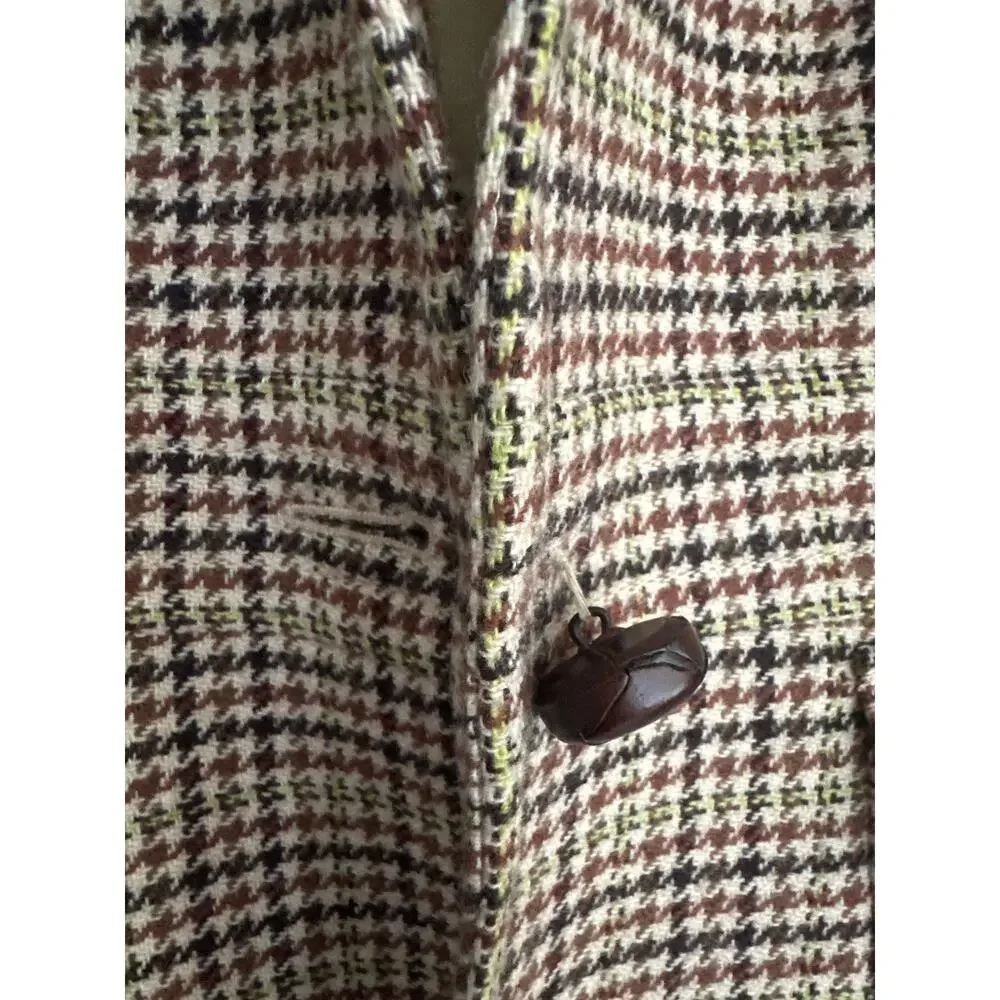J. Crew Wool Blend Houndstooth Blazer Brown Tan Dark Academia Size 0